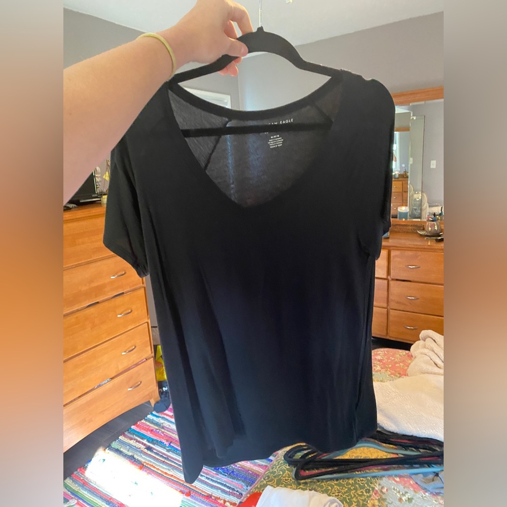 American Eagle, soft and sexy line, nice black tee, very soft